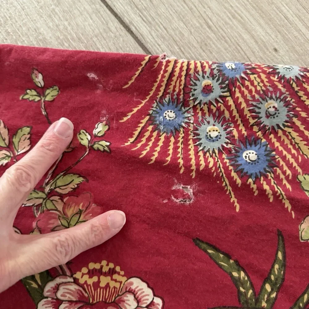Pottery Barn Red Floral Bird Peacock KING Duvet W 2 Euro Shams Cotton